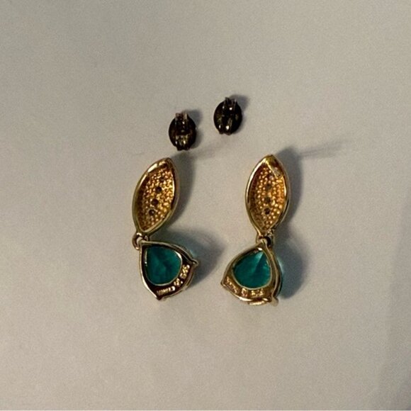 ROSS-SIMONS EARRINGS BLUE TOPAZ PEAR DROP PIERCED GOLD VERMEIL 925 STERLING - Picture 6 of 8